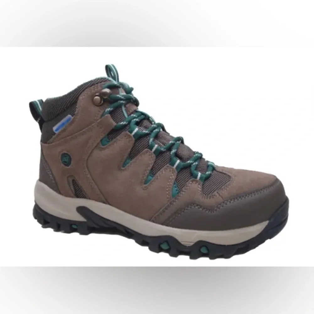 Khombu Men's 11 Brighton‎ Mid Hiking Boots Brown Teal Waterproof All Terrain NEW